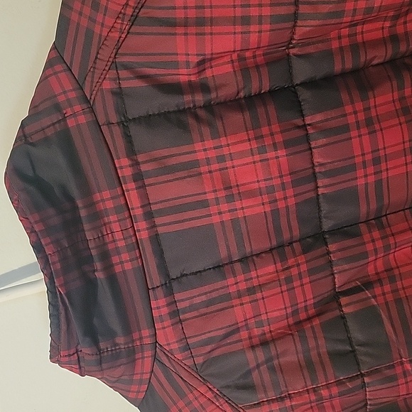 CHARLES F ORVIS PLAID POLYESTER JACKET  LARGE RED/BLACK - Picture 8 of 15